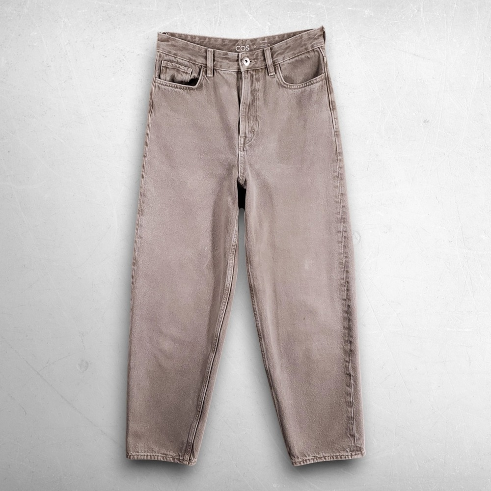 COS Arch Cropped Tapered Jeans Women 26 Taupe Minimalist Clean Girl Quiet Luxury